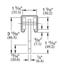 Dimensions diagram of Four Wheel Trolley Assembly with Four Deep Groove Ball Bearings for Taller Strut Channel or One and Five Eighth Inch Channel