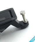 OWACH compression latch, black aluminum body with flush lever and mounting bolt (front view)