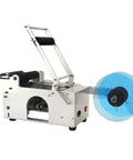 Semi Auto Round Bottle Labeling Machine For 15-30 Pcs Per Minute Speed with aluminum alloy frame and label holder.