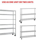 Rock Solid Six Tier Wire Shelving Rack With Wheels Dang Sturdy Heavy Duty Metal Storage Cart Fully Adjustable Steel Frame in silver.