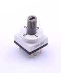 Front view of TSR 04 T Series Miniature Rotary Encoder Switch One Piece Unit with Smooth Detent for electronics projects.