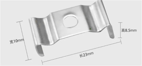 Flexible LED Strip Light Clips Pack Of 100 For Universal Channel Fit detailed single clip dimensions in millimeters