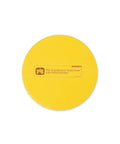 Beefy Heavy Duty Storm Drain Cover For Round Drains Up To 6 Inches Diameter, yellow circular design displayed.