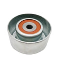 Top Notch Drive Belt Tensioner Idler Pulley 16604-0P011 for Toyota Tacoma and Tundra models, silver metal with orange detail.