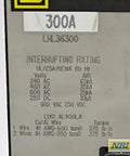 Heavy Duty Badass 3 Pole 300A 600V Molded Case Circuit Breaker label showing interrupting ratings and specifications.