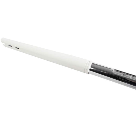Chrome telescopic wand from Central Vacuum Low Voltage Kit With 35 Ft Light Gray Hose 360 Degree Swivel Handle On Off Control