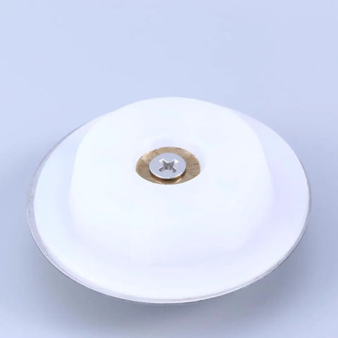 Stainless Steel Bathtub Drain Stopper with Flat Cover for 40-45mm Holes featuring a white flat cover and brass screw.