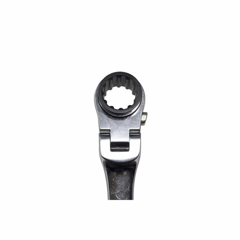Close-up of a 120 Tooth Ratcheting Wrench Set With Extra Long Flexible Design And 180 Degree Rotating Heads On Both Ends Spline Plus Gear Metric Sizes