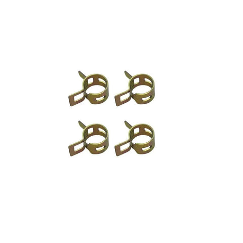 Four hose clamps from Quarter Inch Inline Fuel Filter Kit For Briggs And Stratton Kawasaki Toro Craftsman Mtd Snapper And More Plug And Play Ready To Install 40 Micron Replacement For Lawn Tractors And Generators