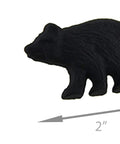 Rustic Black Bear Drawer Knobs Set Of 4 Metal Cabinet And Drawer Pulls, showing bear-shaped design, 2 inches wide by 1.25 inches high.