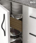 Modern Matte Black Cabinet Handle Set For Doors And Drawers Minimalist Wardrobe Pulls Arched Style With Double Hole Centers In 6.3 Inch And 7.6 Inch Easy DIY Installation Pack Of Six on white kitchen cabinet doors