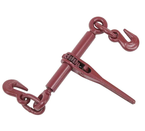 Four Pack Ratchet Chain Binders For 1/4 To 5/16 Inch G70 Chains, Heavy Duty Tie Down Haulers, Forged Steel, Durable Transport Securement
