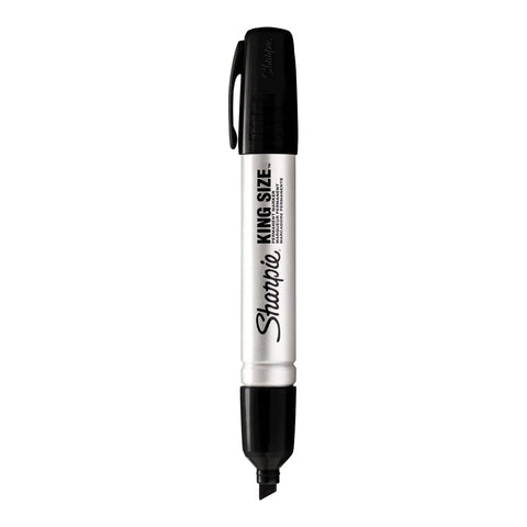 King Size Permanent Marker Set With Mega Bold Extra Wide Chisel Tip Black 12 Count Heavy Duty Multi Surface Markers for signage