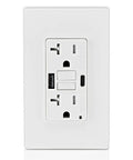 Self Test GFCI In Wall USB Charger With Type A And Type C USB Ports Delivers 4.8A Total Charging Power Continuous Ground Fault Protection