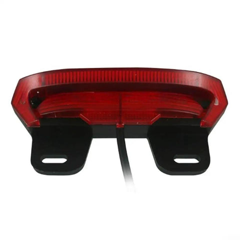 Must-Have Electric Bike Taillight With Bright Led Brake Turn Signals For Superior Night Safety, 36V To 60V Waterproof Rear Light For E-Bikers And Scooter Riders Looking To Boost Visibility Big Time. red LED taillight with black mounting brackets and cable