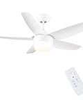 White 40 Inch Ceiling Fan With Lights And Remote Modern 5 Blade Design Quiet Noiseless Reversible Motor Dimmable Led Lighting