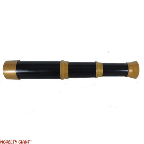 Black And Gold Collapsible Telescope Costume Prop For Theater And Cosplay, Extends From 7 Inch Closed To 12.5 Inch Open, Plastic Build With Realistic Pirate Style Look For Dress Up, Stage Performances, And Costumes For Teens 14 And Up. black and gold plastic pirate telescope prop collapsed