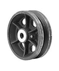 Front view of 8 x 2 cast iron V-groove wheel with 3/4-in bore and 1200 lb capacity.