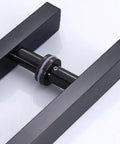 Heavy Duty 24 Inch Matte Black Stainless Steel Door Handle For Two Sided Glass Doors Square Rectangle T Bar Pull Push Handle Modern Commercial Interior Exterior Entrance Gate Grip, matte black pair