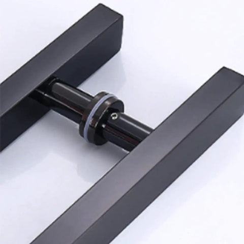 Heavy Duty 24 Inch Matte Black Stainless Steel Door Handle For Two Sided Glass Doors Square Rectangle T Bar Pull Push Handle Modern Commercial Interior Exterior Entrance Gate Grip, matte black pair