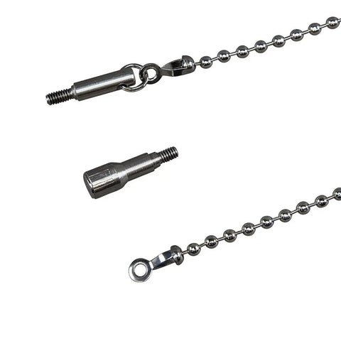 Close-up of metallic chain links and connectors from Splinter Guard Wire Fish Rod And Glow Rod Attachment Set With Double S Hook