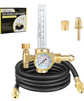 Brass BETOOLL argon welding regulator with flow meter gauge and 6.6 ft black hose
