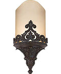 Goes Hard Solid Brass One Light Wall Sconce In Aged Bronze With Amber Mist Double French Scavo Glass featuring ornate design.