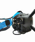 5.8G Analog Receiver Module Adapter Board mounted on FPV Goggles with blue strap for enhanced FPV video reception in aerial racing.
