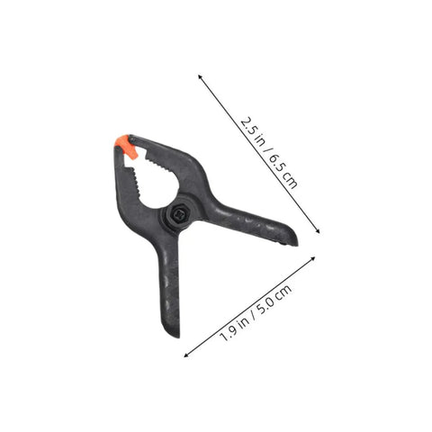 Top Tier Heavy Duty Spring Clamps Set For Woodworking And Photography Backdrops, Elastic Plastic Clips With Compact Design Great For Any Creative Project. Black plastic spring clamp, 2.5 in x 1.9 in