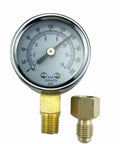 Oil burner fuel pressure test gauge 0-200 PSI with chrome bezel and two brass fittings