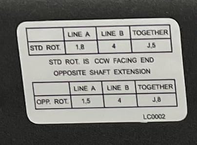 Label on 5HP Single Phase Electric Motor For Air Compressors 208 230V 3450 RPM Seven Eighths Inch Shaft details wiring instructions