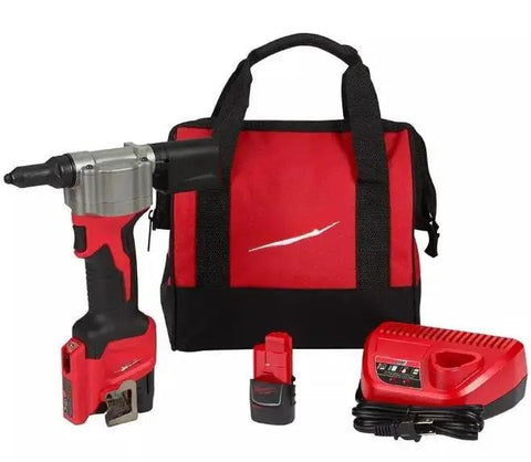 Heavy Duty Cordless Rivet Gun Workhorse Pumping Out A Solid 2000 Lbs Clamping Force Featuring Roomy 10 75 Inch Jaw Gap Wrapped In A Badass Contractor Gear Bag.