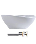 Oval Vessel Sink For Bathroom Above Counter Ceramic Art Basin In Canoe Shape 16 By 13 Inches No Overflow Hole No Faucet Holes