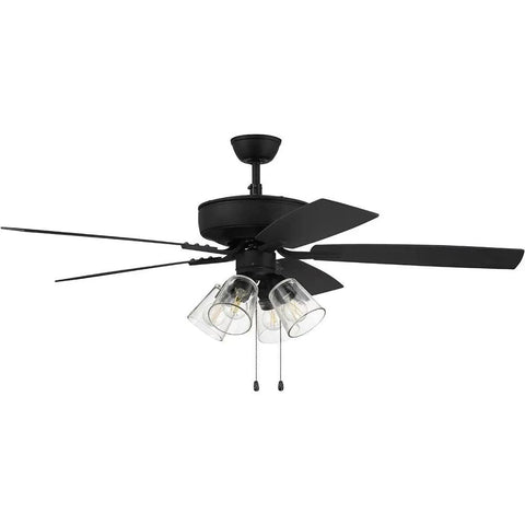 52 Inch Pro Plus Indoor Ceiling Fan With Clear Glass Light Kit In Espresso Finish, Reversible Espresso And Walnut Blades
