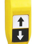 Heavy Duty Yellow Pendant Push Button Station Equipped With Two Normally Open Momentary Switches And Tight Mechanical Interlock For No Fluff Up Down Speed Control, close-up view showing buttons.