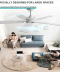 Slick Black Indoor Ceiling Fan Forty Six Inch Model With Remote Controlled Operation Five Reversible Blades Silent Motor Smooth Cooling Setup For Laid Back Bedroom Office Space All Season Airflow Control in spacious living area.