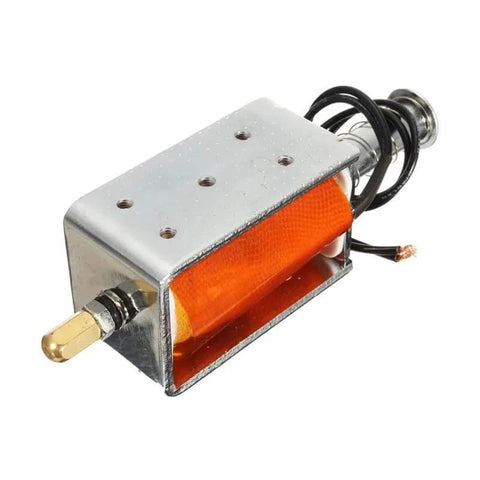 Long Stroke 35mm Push Pull Solenoid Actuator for DC 12V Open Frame Linear Electromagnetic Motor Drivers, industrial use.