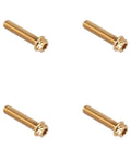 Fresh Gold Titanium Handlebar Clamp Bolts And Brake Clutch Perch Screws, four screws with compact flange caps for Harley upgrades.
