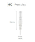 Front view of Lavalier Lapel Microphone For Filmmaking And Content Creation, Crisp Broadcast Quality Audio For On Camera, White, 24mm length.
