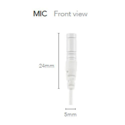 Front view of Lavalier Lapel Microphone For Filmmaking And Content Creation, Crisp Broadcast Quality Audio For On Camera, White, 24mm length.