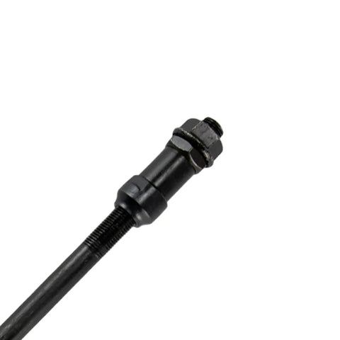 Close-up of Heavy Duty Bike Rear Hub Axle 175mm 6.89 Inch Three Eighths Inch 26 TPI Conical Lock Nut Kit High Strength Steel