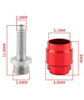 Pro Grade Bicycle Brake Olive Connecting Insert Kit For Avid SRAM Hydraulic Disc Brakes, side view of red and silver components.