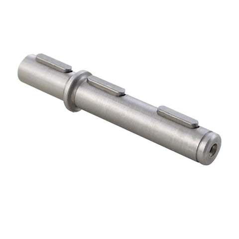 Single output shaft for NMRV30 worm gear reducer; metal shaft with two flat mounting tabs.