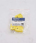 Twidec two-pair K-type thermocouple plug adapters, yellow plastic, front view in resealable bag