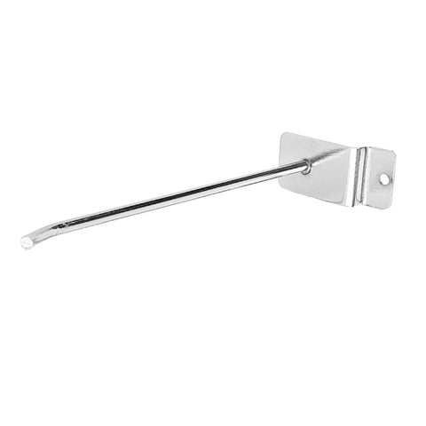 15cm Wall Panel Hooks Set Of 25 Heavy Duty Chrome Slat Wall Hooks for Shop Displays, welded construction visible at an angle