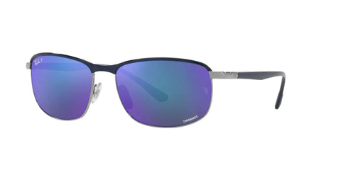 Chromance Polarized Rectangular Sunglasses Unisex With Mirrored Blue Lenses On Gunmetal Frame 60mm All Day Comfort Easy On The Eyes High Definition Clarity Everyday Style