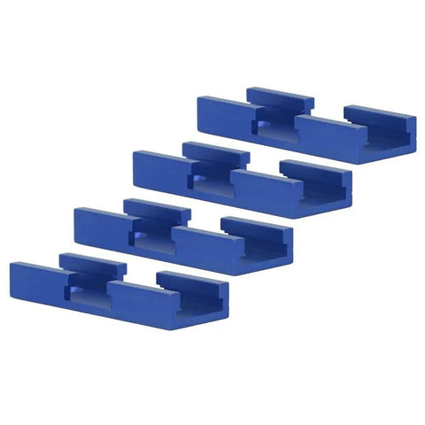 Four Piece T Track Intersection Kit For Woodworking 80mm Pro Grade Aluminum Alloy T Track Setup in blue, angled view