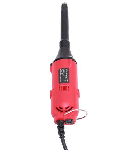 Long Reach Heavy Duty Electric Die Grinder Up To 15000 RPM Six Variable Speeds ergonomic red design showing non slipping grip and controls.