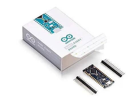 Dope Ultra Compact Nano Every Microcontroller Board With ATmega4809 48KB Flash shown with packaging and header pins