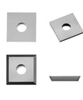 12Mm Square Tungsten Carbide Router Bit Replacement Inserts With Mounting Hardware Four Indexable Cutting Edges for hardwood and MDF shown from multiple angles.